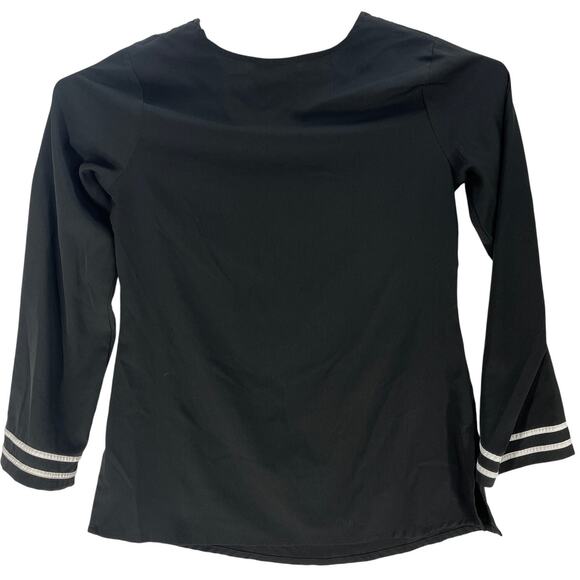 eShakti Top Women M Black White Bell Sleeves Minimalist Boho Hippie Minimalist - Picture 2 of 7